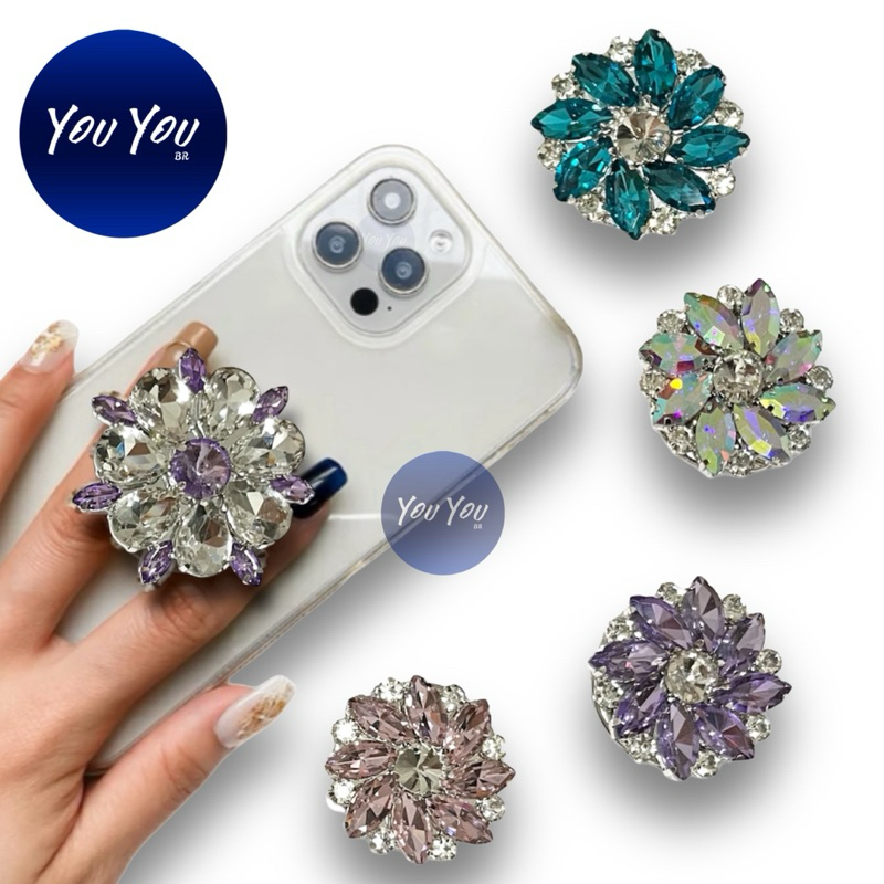 Brilhante Pop Suporte Dobrável, suporte para celular de dedo brilho