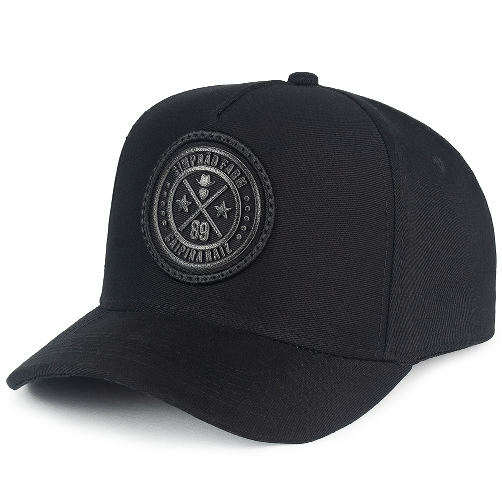 Boné Trucker Country Simprão Farm All Black Aba Curva Com Ajuste Traseiro