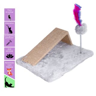Brinquedo Arranhador para Gatos Mini Rampa Sisal Mola Guizo e Pena Anti Stress em Oferta na Shopee