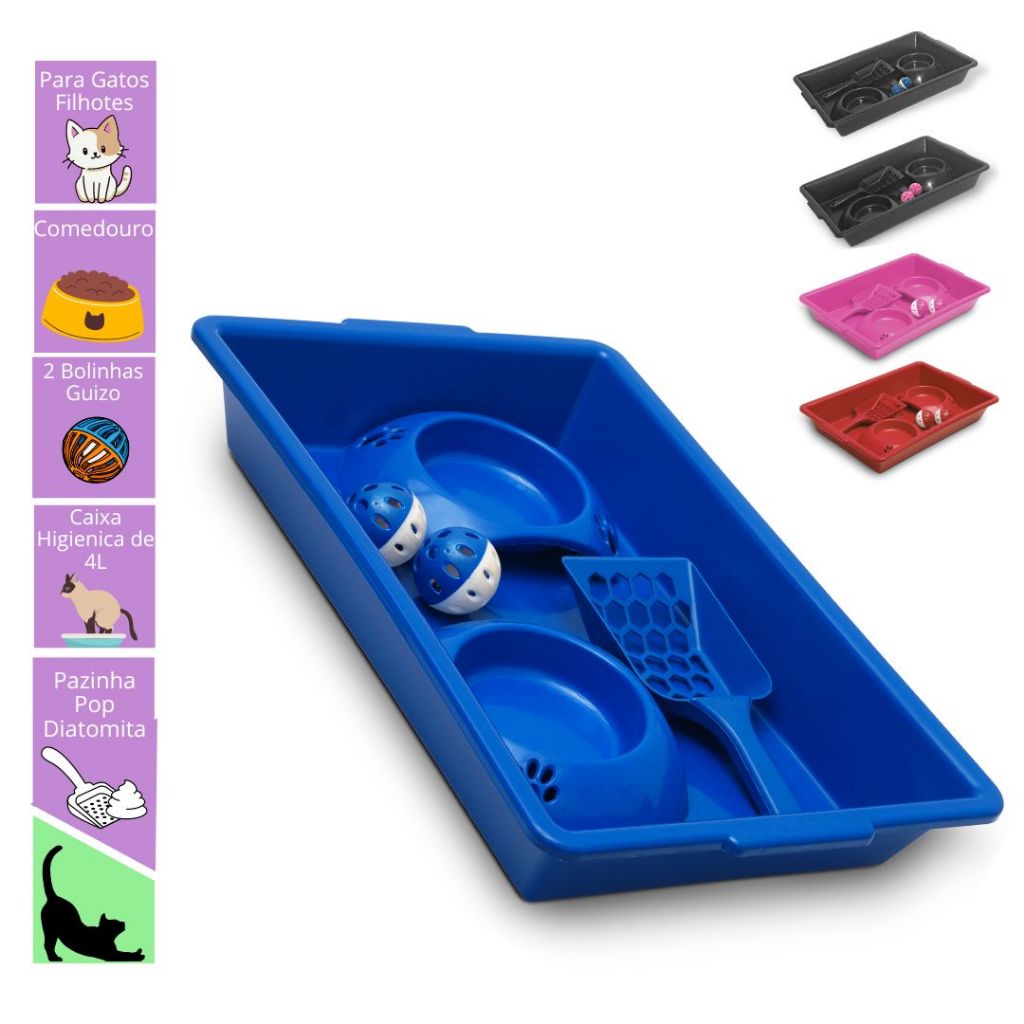 Kit Higienico Bandeja Areia para Gatos Filhotes com Bolinha Guizo em Oferta na Shopee