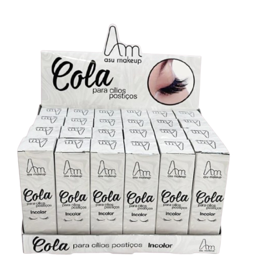 Box com 24 Colas de Cílios Incolor à Prova D'Água, Fixação Duradoura, Natural, Aplicação Fácil e Secagem Rápida (Kit Para Revenda) (Estilo Macrilan) - Asu Makeup