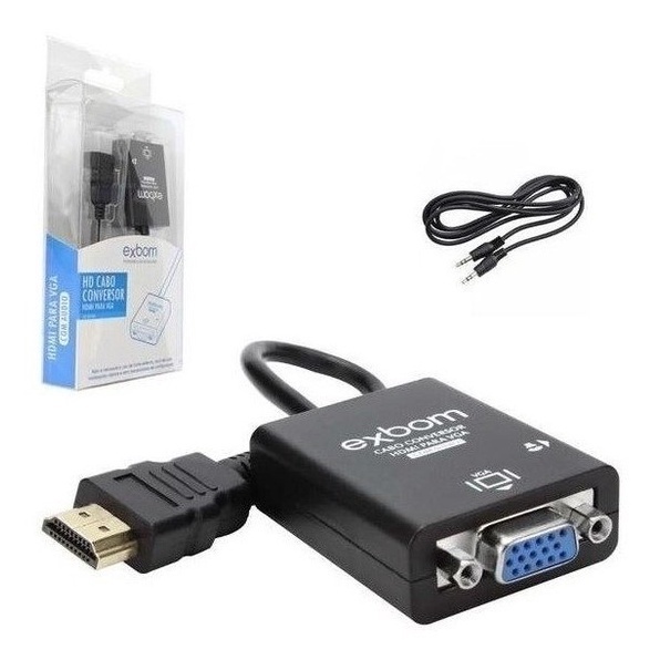 Cabo conversor HDMI para VGA Fêmea c/ áudio desbloqueado EXBOM CC-HV100 em Oferta na Shopee