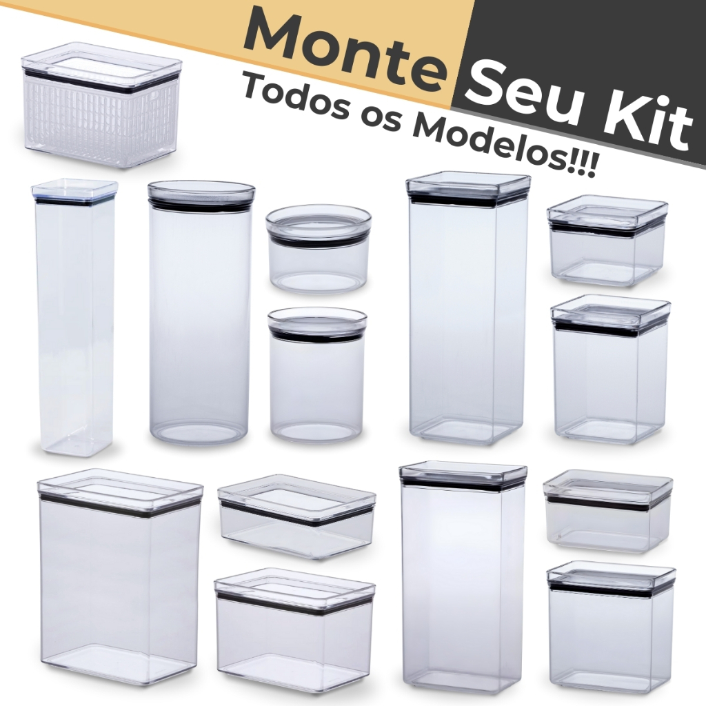 Pote Hermético de Acrílico Lumini Empilhável Porta Frios Todos os Tamanhos Paramount - Monte Seu Kit