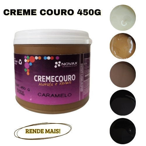Creme couro 450g Novax renovador para sapatos, botas, bolsas jaquetas e sintéticos, graxa em creme
