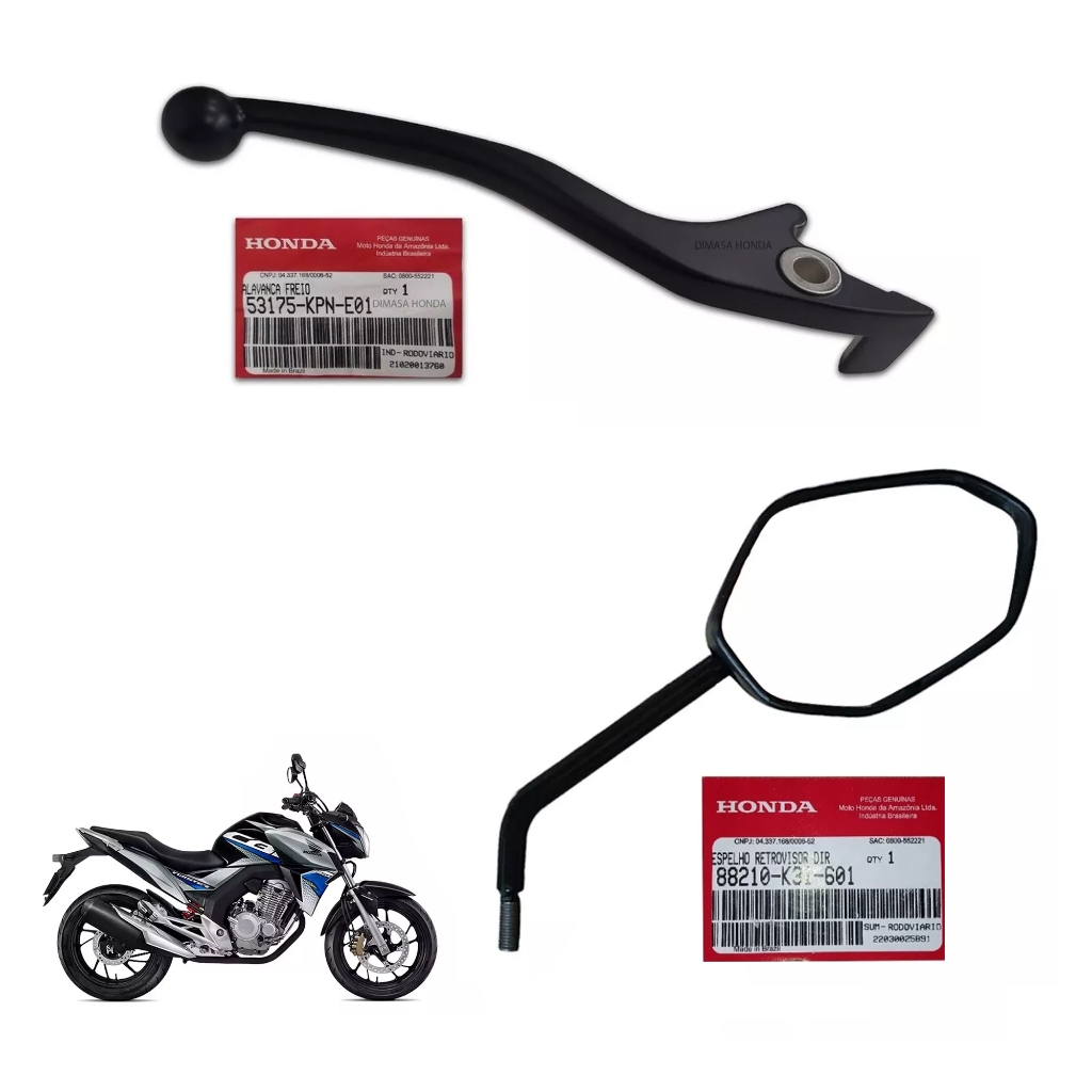 Retrovisor Direito e Manete de Freio Honda CB250f Twister 2019 a 2022 Original Honda