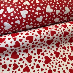Tecido Jacquard Estampado Corações Vermelho Namorados 1,40m De Largura