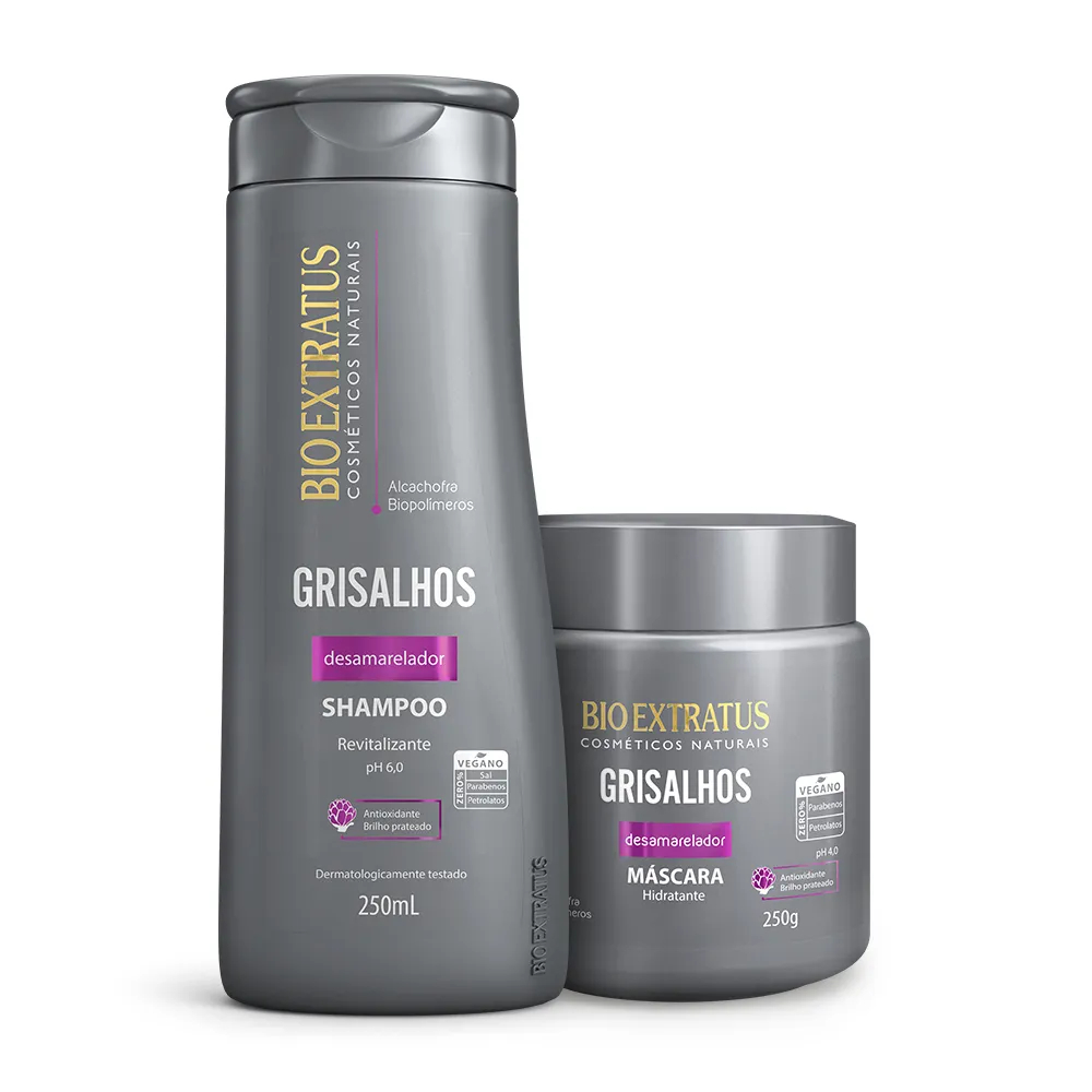 Kit Desamarelador Bio Extratus GRISALHOS - Shampoo e Máscara