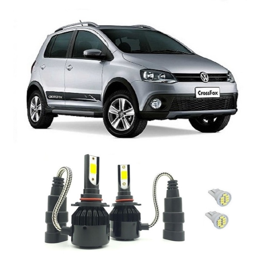 Kit Lampadas Super Led Farol De Milha HB4 6000k e 8000 para Volkswagen Crossfox 2010 em Diante