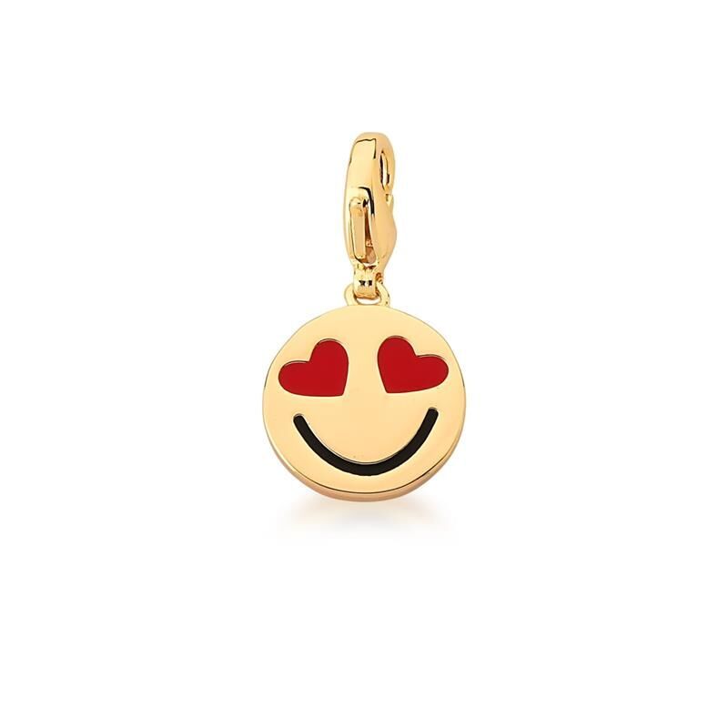 Pingente de Emoji/Carinha Coração Apaixonado Com Fecho Esmaltado Banhado a Ouro