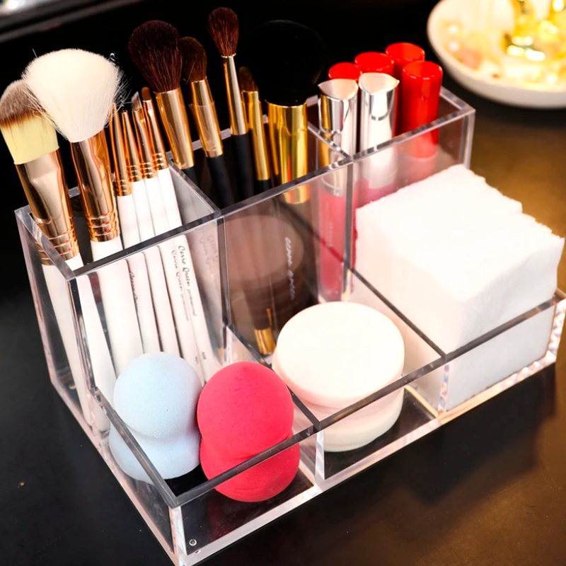 organizador de maquiagem Escritorio com divisorias porta blush base batom corretivo pincel