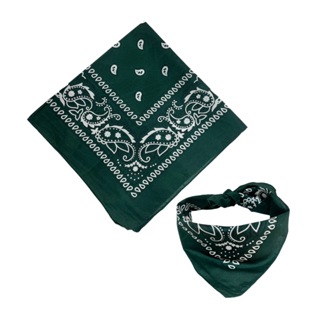 Bandana Estampada Lenço Verde Escuro em Oferta na Shopee