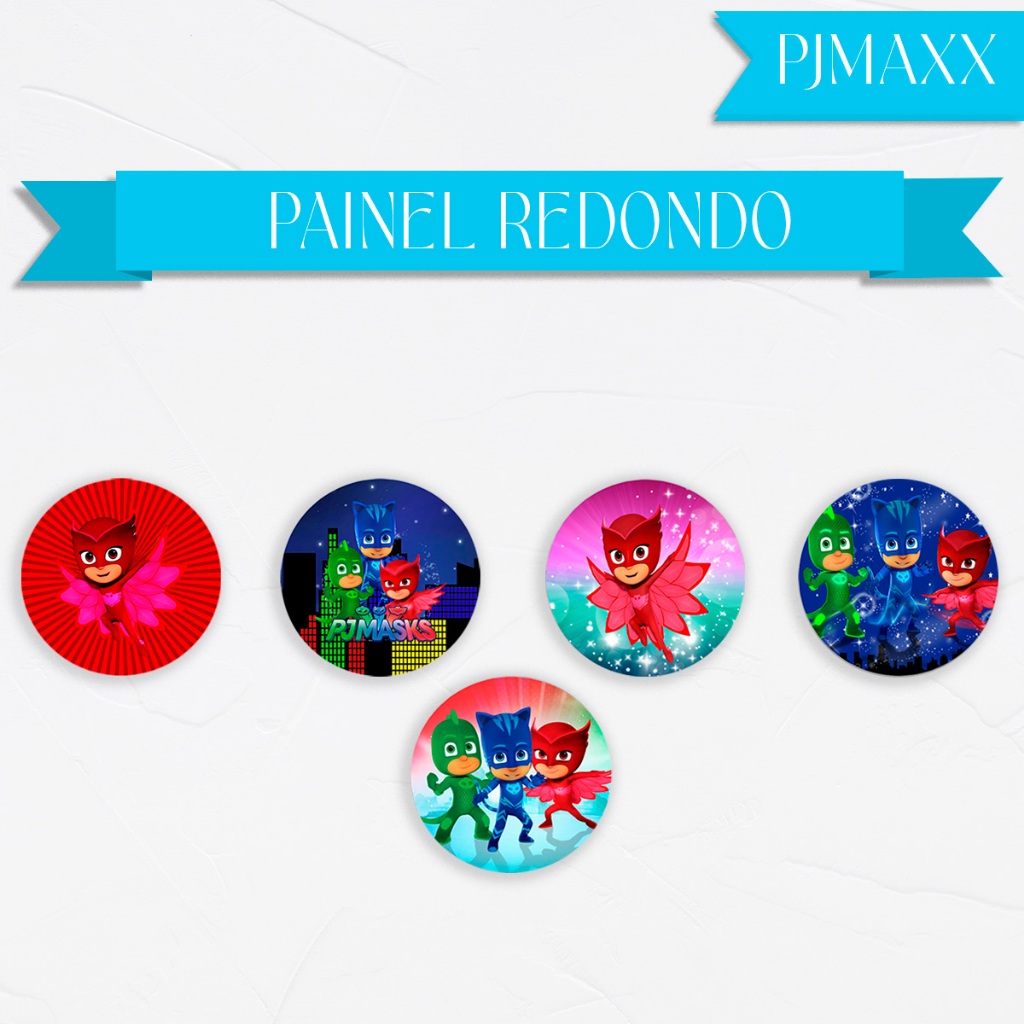 Capa Para Painel Redondo Tema Pj Mask Herois de Pijama Decoração Festa Aniversario Malha Helanca em Oferta na Shopee