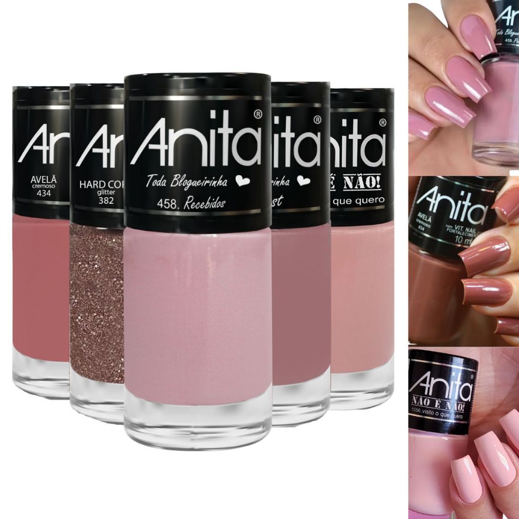 ANITA - KIT 5 CHARMOSA - Esmaltes Tons Nude e Rosa