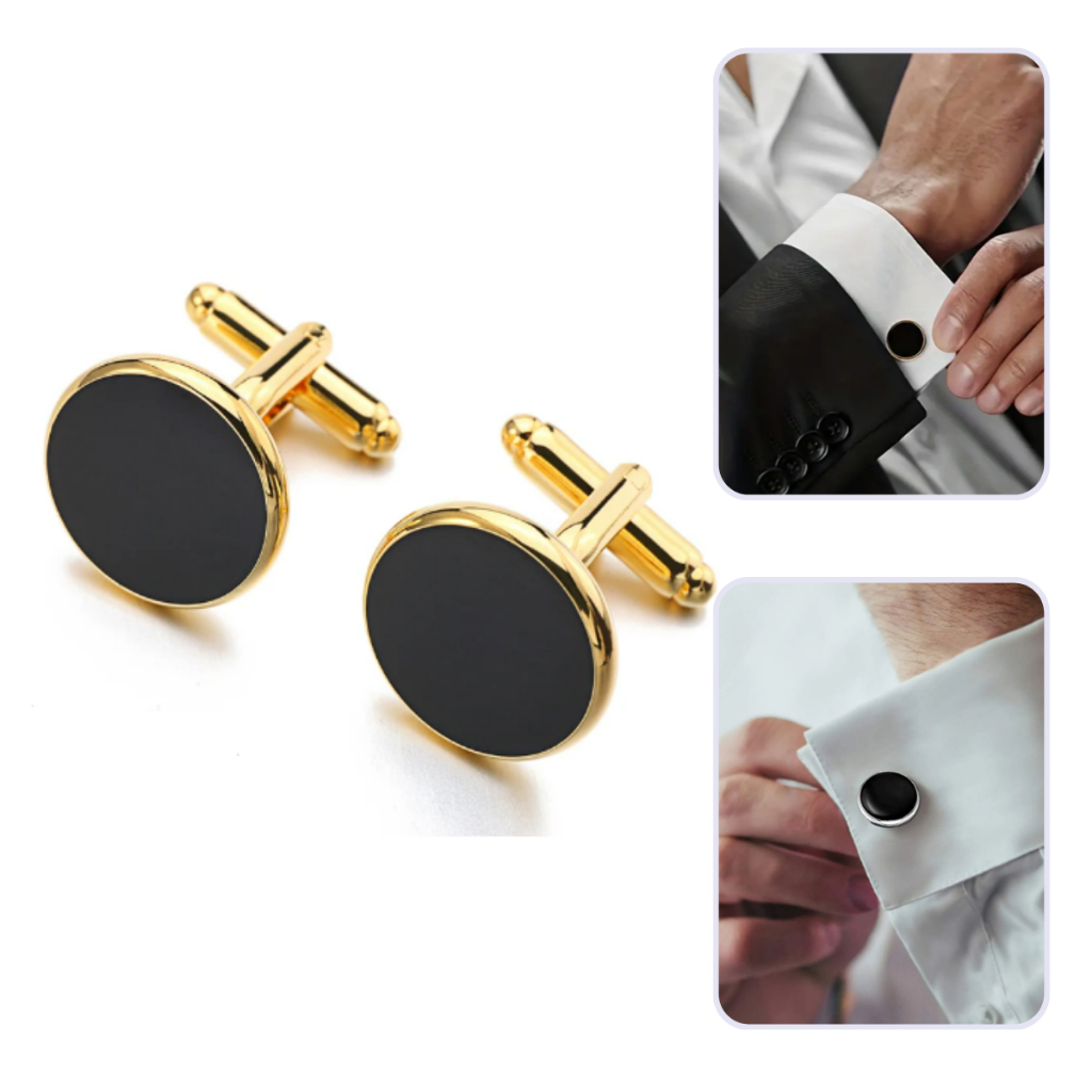 Par De Abotoaduras Redondas Cobre Para Punho De Camisa Masculina Dourado Ou Prata Elegante 17mm