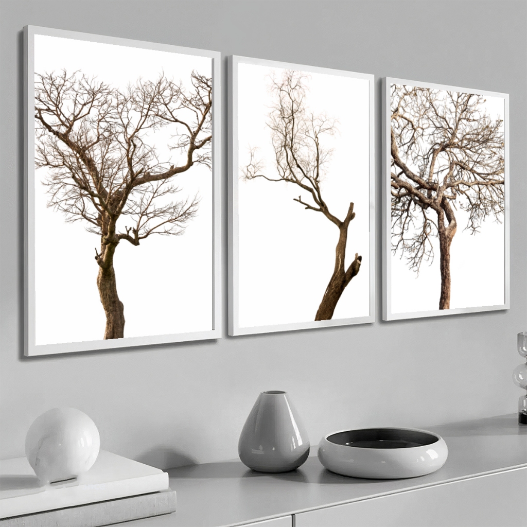 Kit Quadros Decorativos Com Moldura Sala Grande Moderno Natureza Árvore Galhos Secos — imagem 2 de 2
