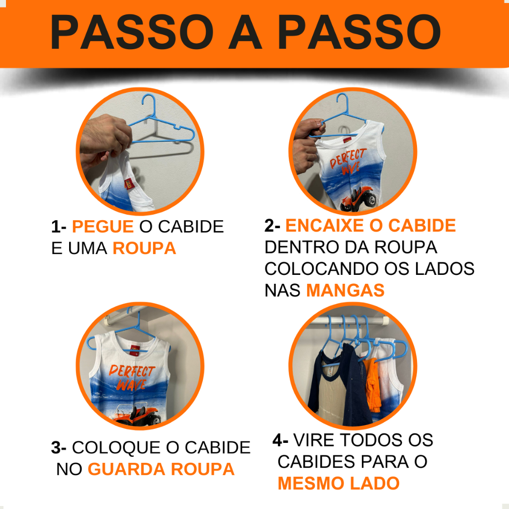 Kit 30 Cabides Infantis Reforçados Azul para Organização