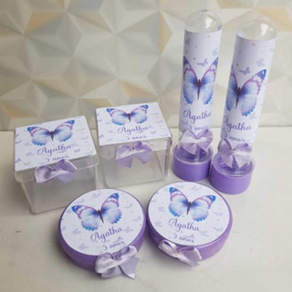 Kit 30 itens Personalizados no tema Borboleta Lilás em Oferta na Shopee