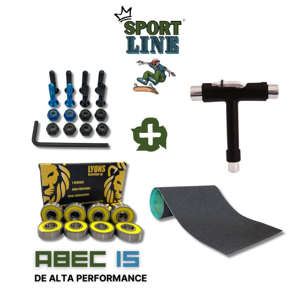 Kit Para Skate - Rolamento De Alta Performance + Chave T + Parafuso de Base Colorido + Lixa em Oferta na Shopee