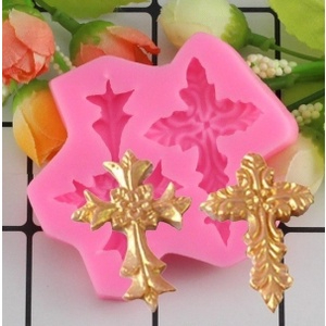Molde de silicone Cruz Arabesco / batizado para doces, biscuit, artesanato, festa de aniversário
