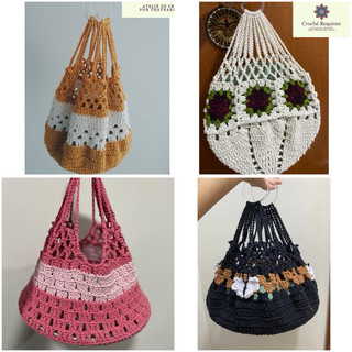 Porta pratos e talheres. Bolsa de Crochê. Sacola de crochê.