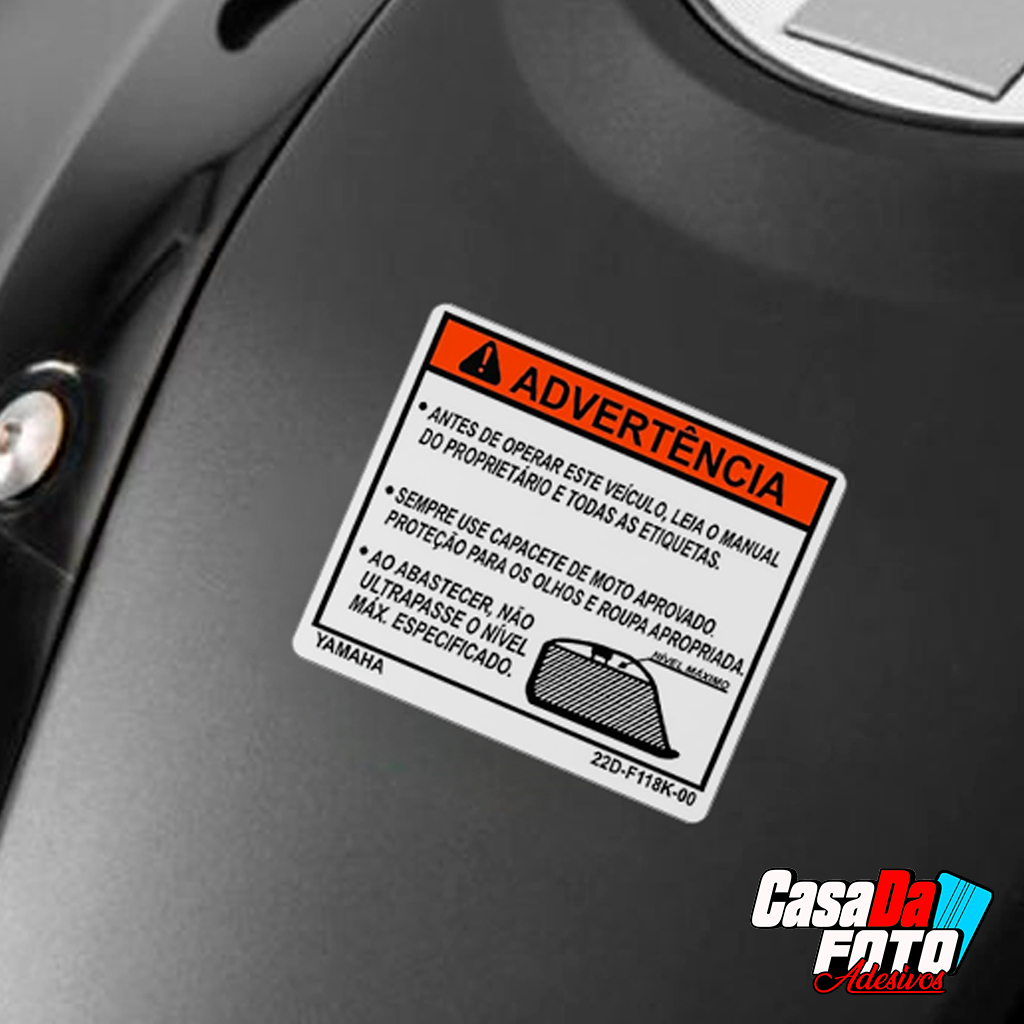 Adesivo para Tanque de Moto Precaução Nível de combustível Yamaha Xt660 Tenere MT03 R3 FZ6 XJ6 lander ybr factor