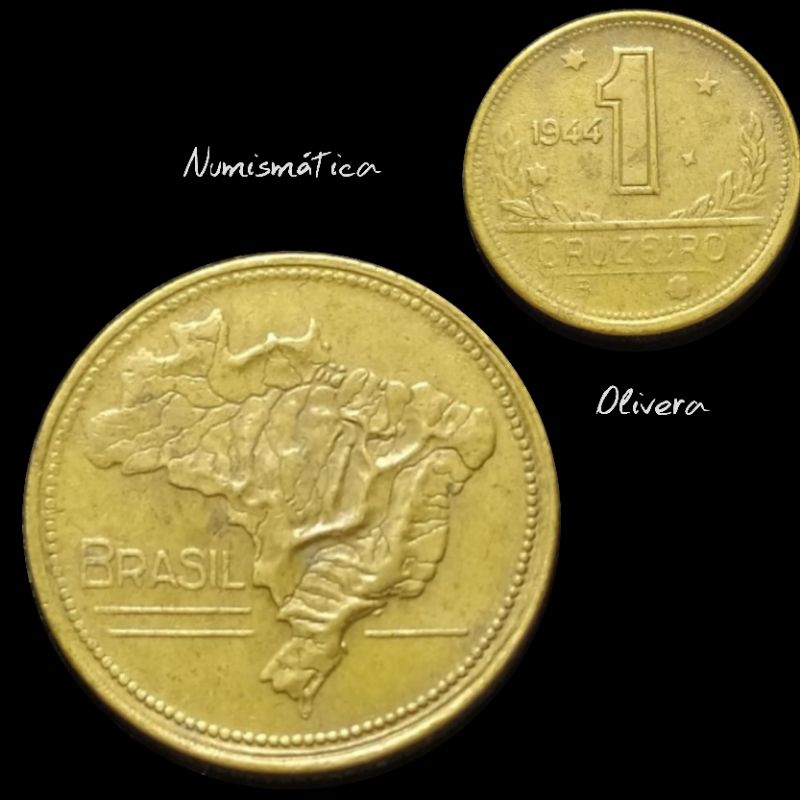 L.: 0439 - Moeda antiga Brasil 1 cruzeiro 1944 sem sigla.