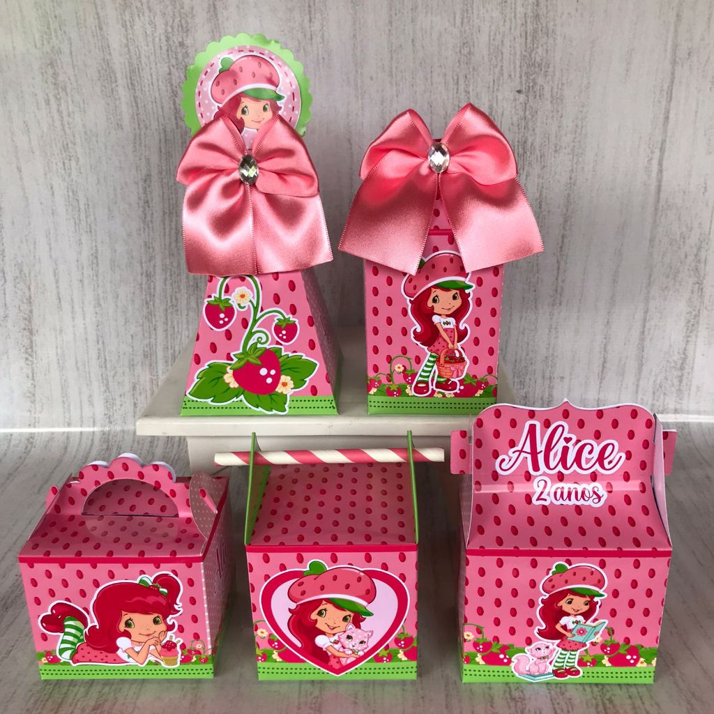 PEGUE E MONTE - Kit Festa Personalizados Moranguinho Lembrancinhas Caixinhas para festa infantil Aniversário