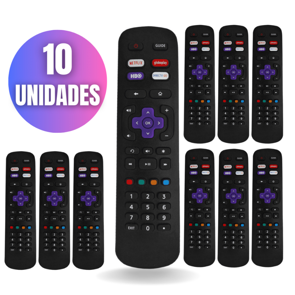 Kit 10 Controle Remoto Compatível ROKU TV TODAS AS MARCAS