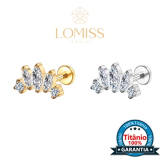 Piercing Helix Conch Labret Titânio Pvd 5 Zircônia 《Lomiss semijoias》 em Oferta na Shopee