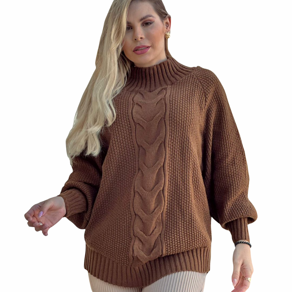 Kimono Trico Poncho Lã Feminino Inverno Manga Longa Xadrez