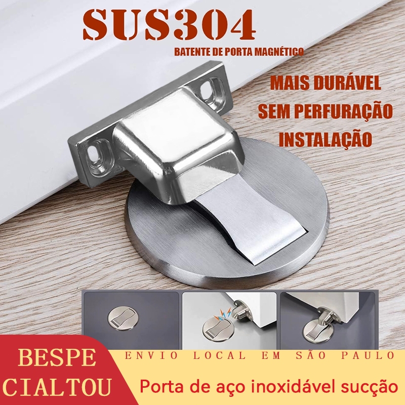 Prendedor Trava de Porta Magnético Slim Cromado Prata/Preto/Dourado/Branco/Vermelho-cobre