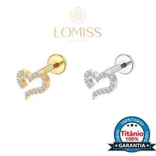 Piercing Helix Conch Labret Titânio Pvd Coração Zircônia Cravejada em Oferta na Shopee