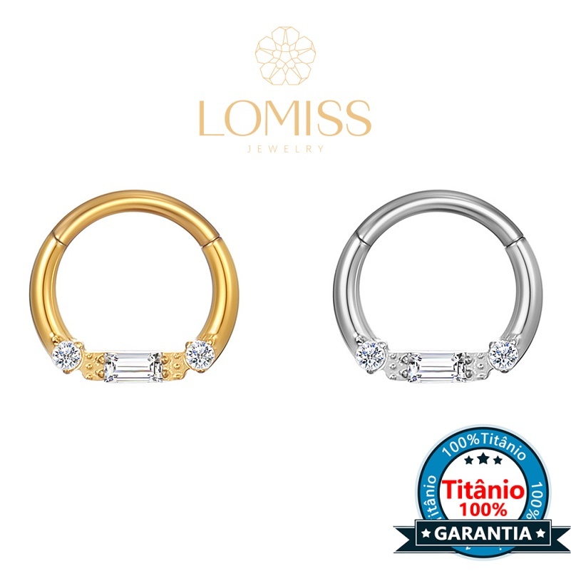 Piercing Orelha Argola Titânio G23 PVD Detalhes Zircônia Cravejada Lomiss piercing em Oferta na Shopee