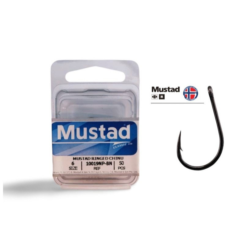 Anzol Norueguês Mustad Ringed Chinu 10019NP-BN N°4 - 50 Peças