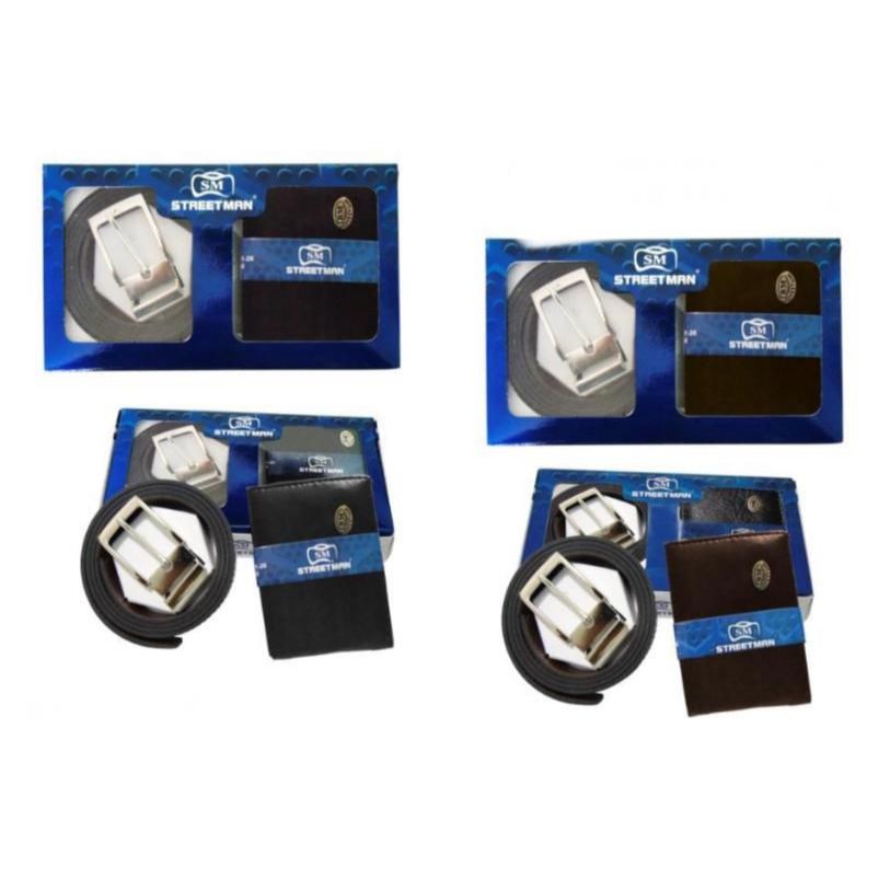 kit carteira e cinto masculino  dupla face de couro