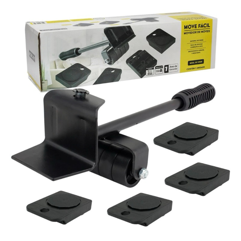 Aparelho Movedor Móveis Fácil Levantador Materiais Pesados Kit 5 Peças Sliders preto em Oferta na Shopee