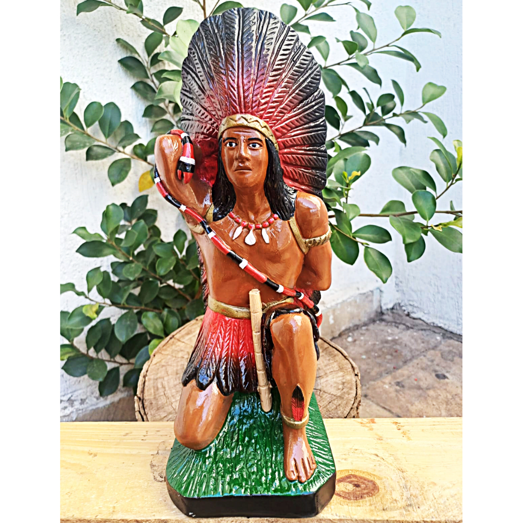 Estatua Imagem Caboclo Cobra Coral 35cm em Gesso Para Conga Firmezas