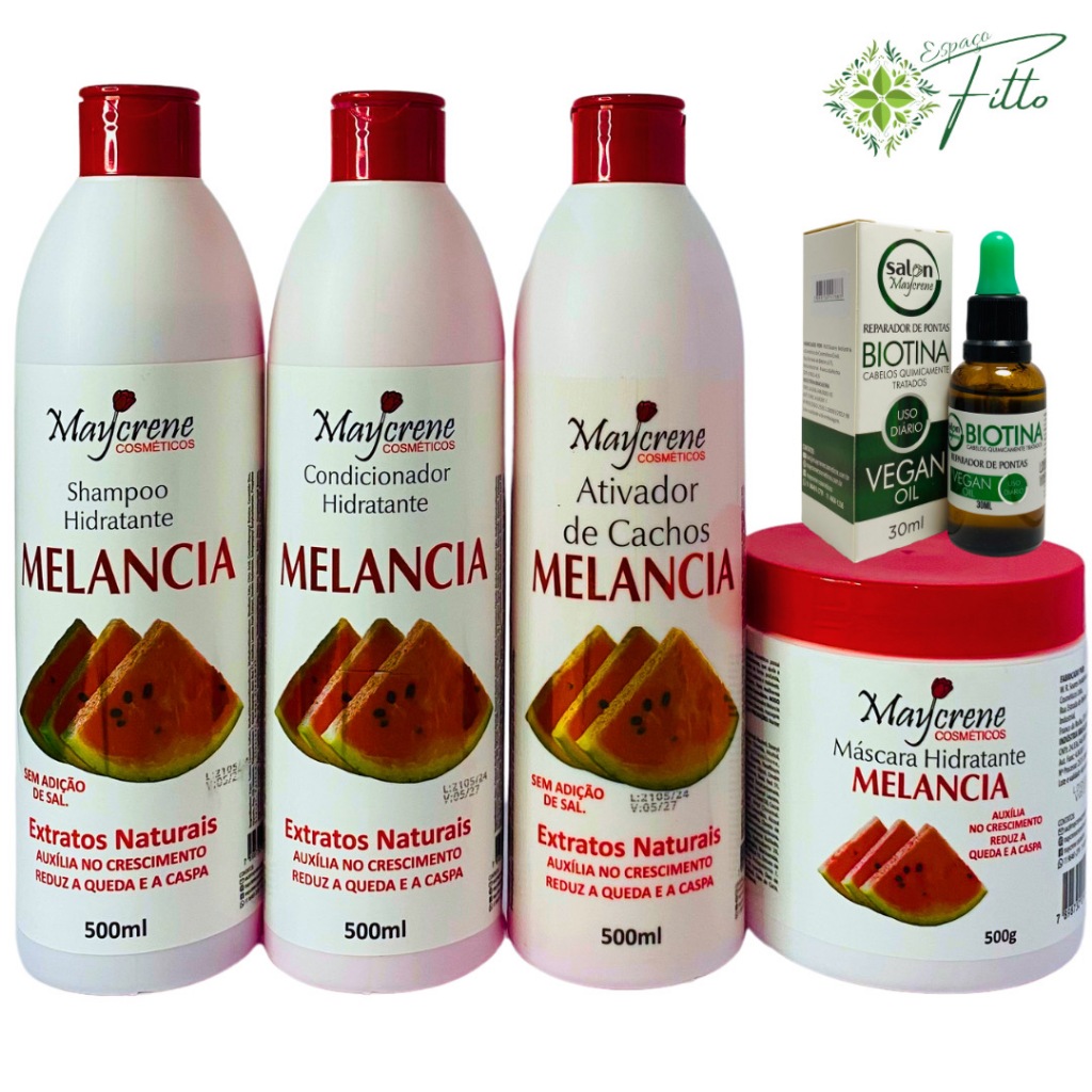 Kit Tratamento Capilar Melancia- shampoo- cond- mascara- ativador de cachos- Serum biotina 30ml