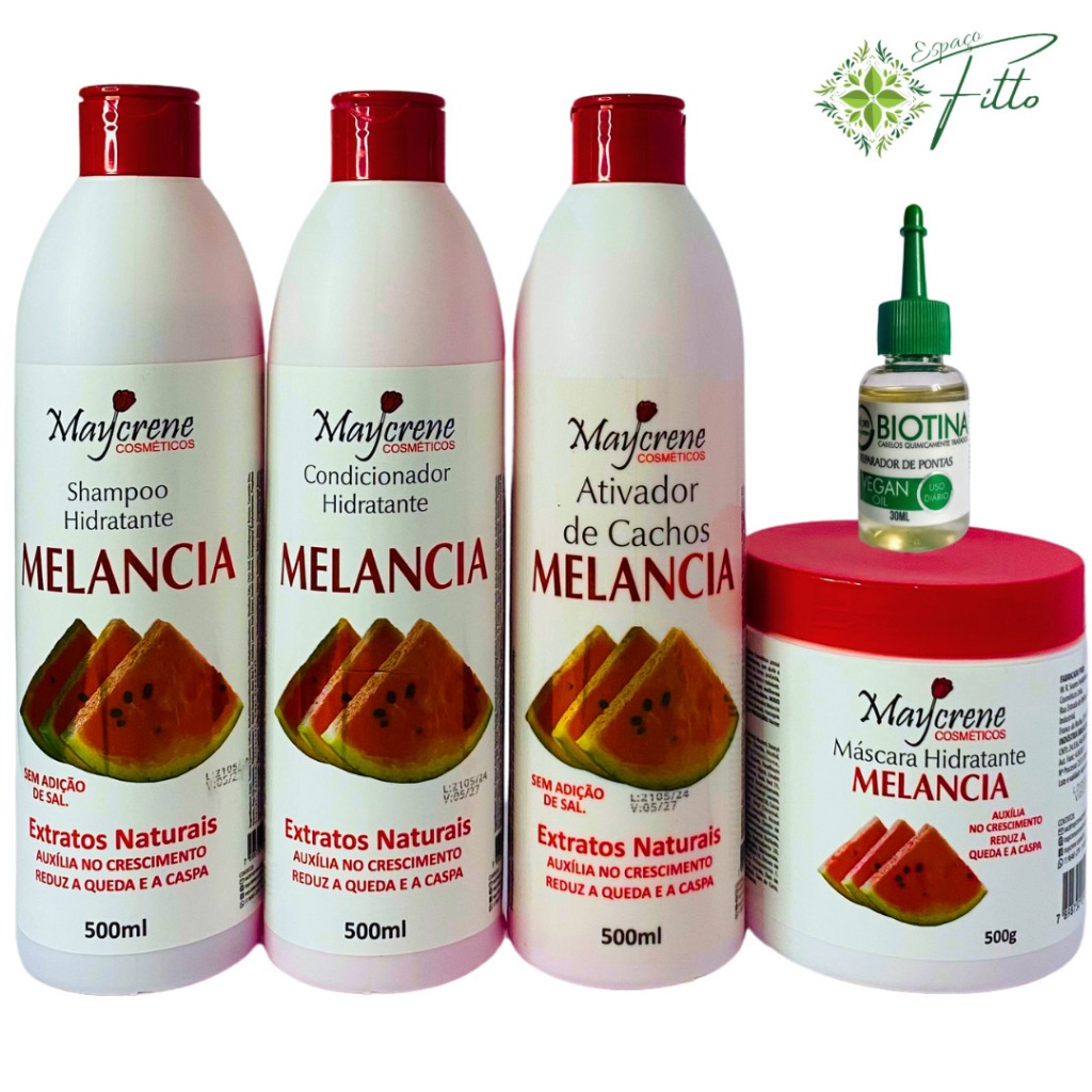 Kit Tratamento Capilar Melancia- shampoo- cond- mascara- ativador de cachos- oleo biotina 30ml