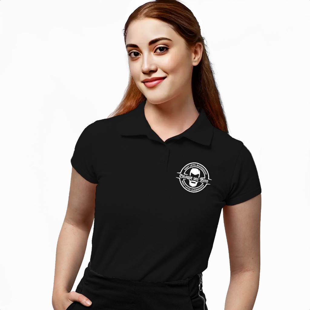 Polo Personalizada Feminina com Logo Estampado no Peito Camisa Uniforme Empresa