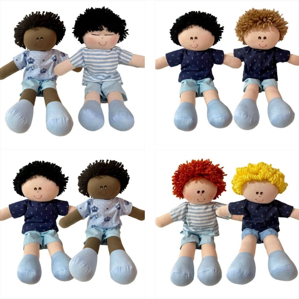 Kit 2 Bonecas e Bonecos  De Pano 30cm Artesanal diversos Modelos