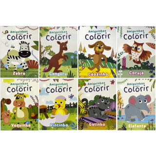 Amiguinhos Para Colorir - KIT COM 8 LIVROS - 10 Páginas - Tamanho 27 x 20 cm em Oferta na Shopee