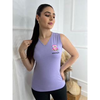 Regata Feminina Educação Bordado Coruja Uniforme Fresco Confortável Regata em Oferta na Shopee