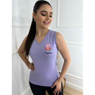 Regata Feminina Professora Bordado  Coruja Uniforme Fresco Regata em Oferta na Shopee