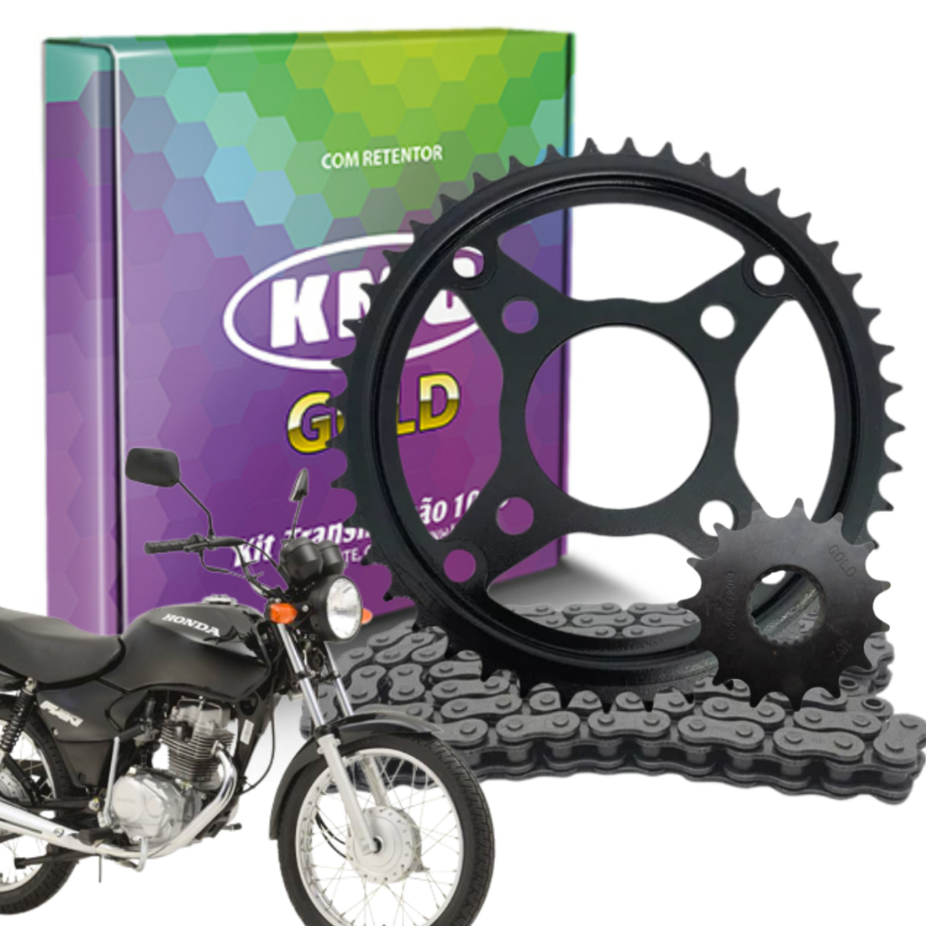 Kit Relação Tração Transmissão com Retentor Cg Titan Fan 150 2004 2005 2006 2007 a 2015 Original KMC