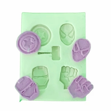 Molde de Silicone Mini Apliques Heróis cód 737 | Capitão América, Homem Aranha, Thor, Homem de Ferro, Hulk