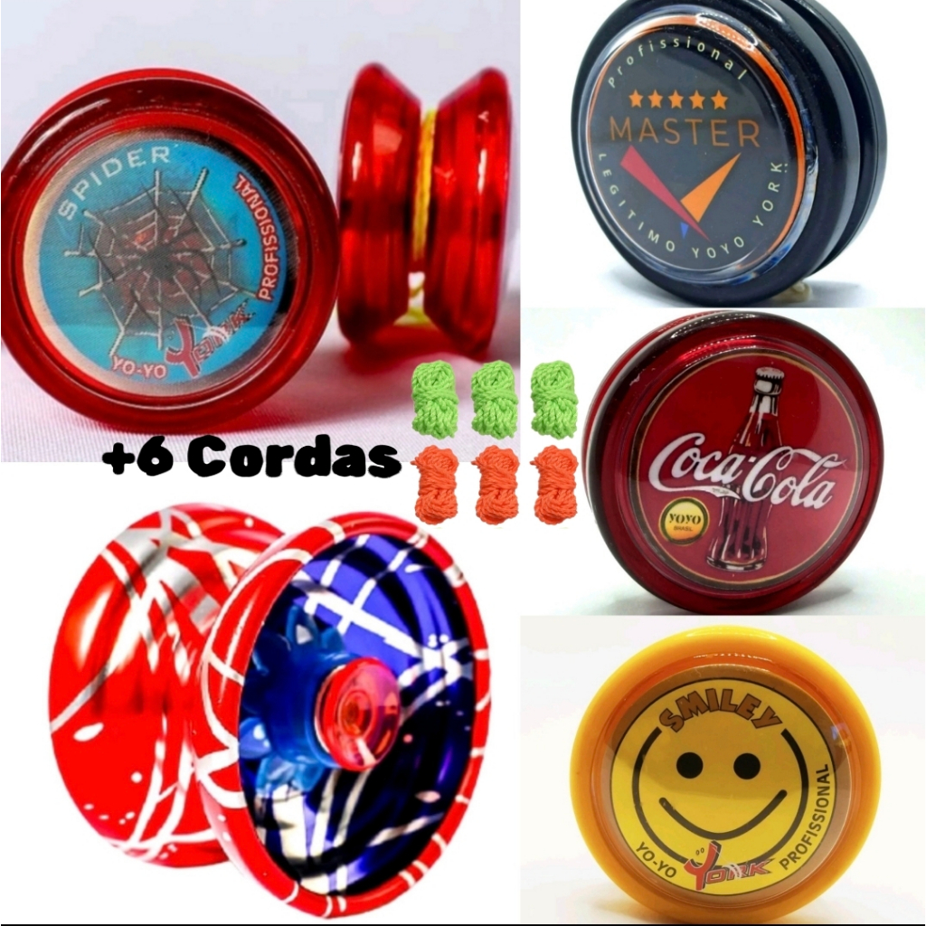 KIT IOIÔ EIXO DE MADEIRA + YOYO DE ROLAMENTO + 6CORDAS