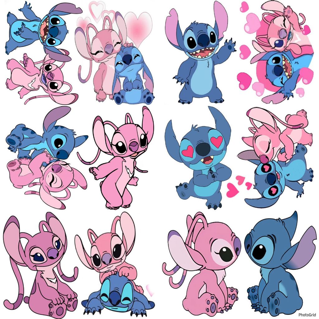 Stitch e Angel - 10 Display de festa de 20cm totens