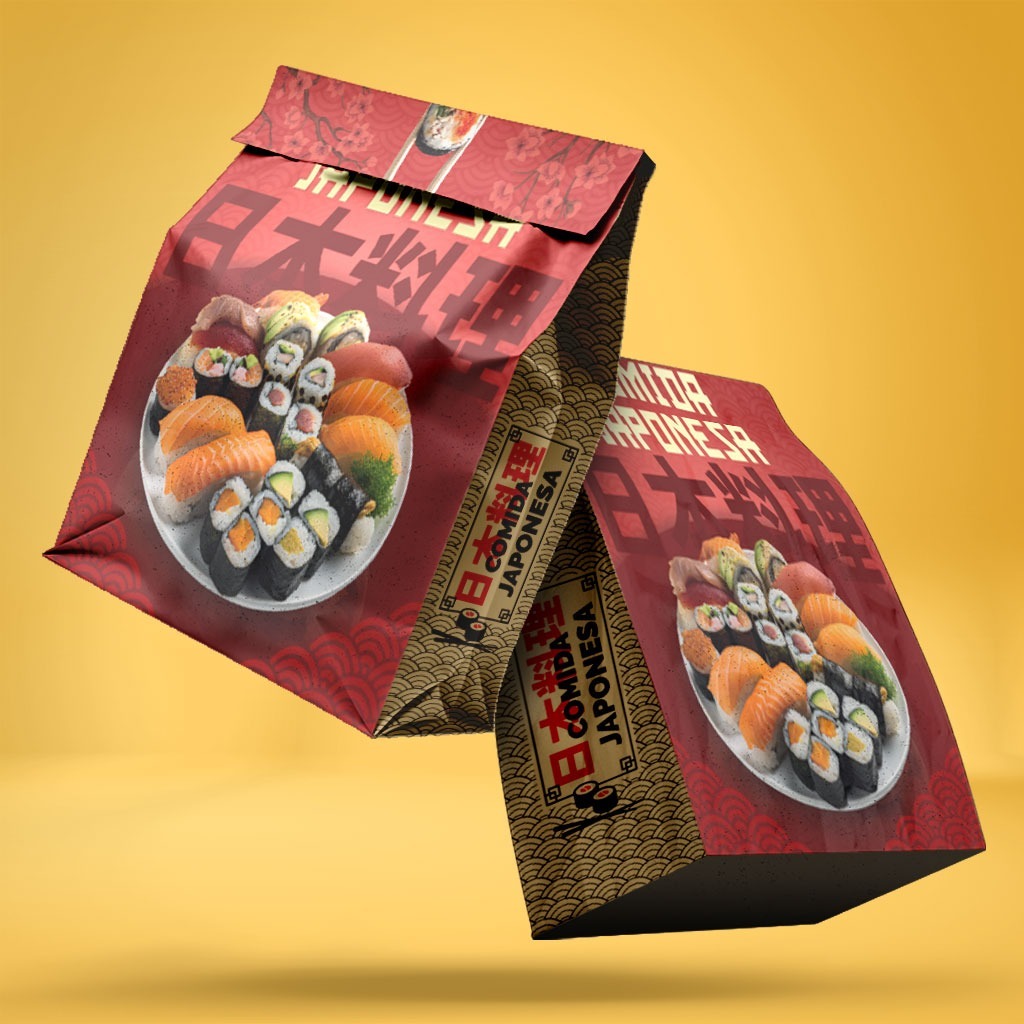 Saco kraft Comida Japonesa (delivery) 100 EMBALAGENS em Oferta na Shopee