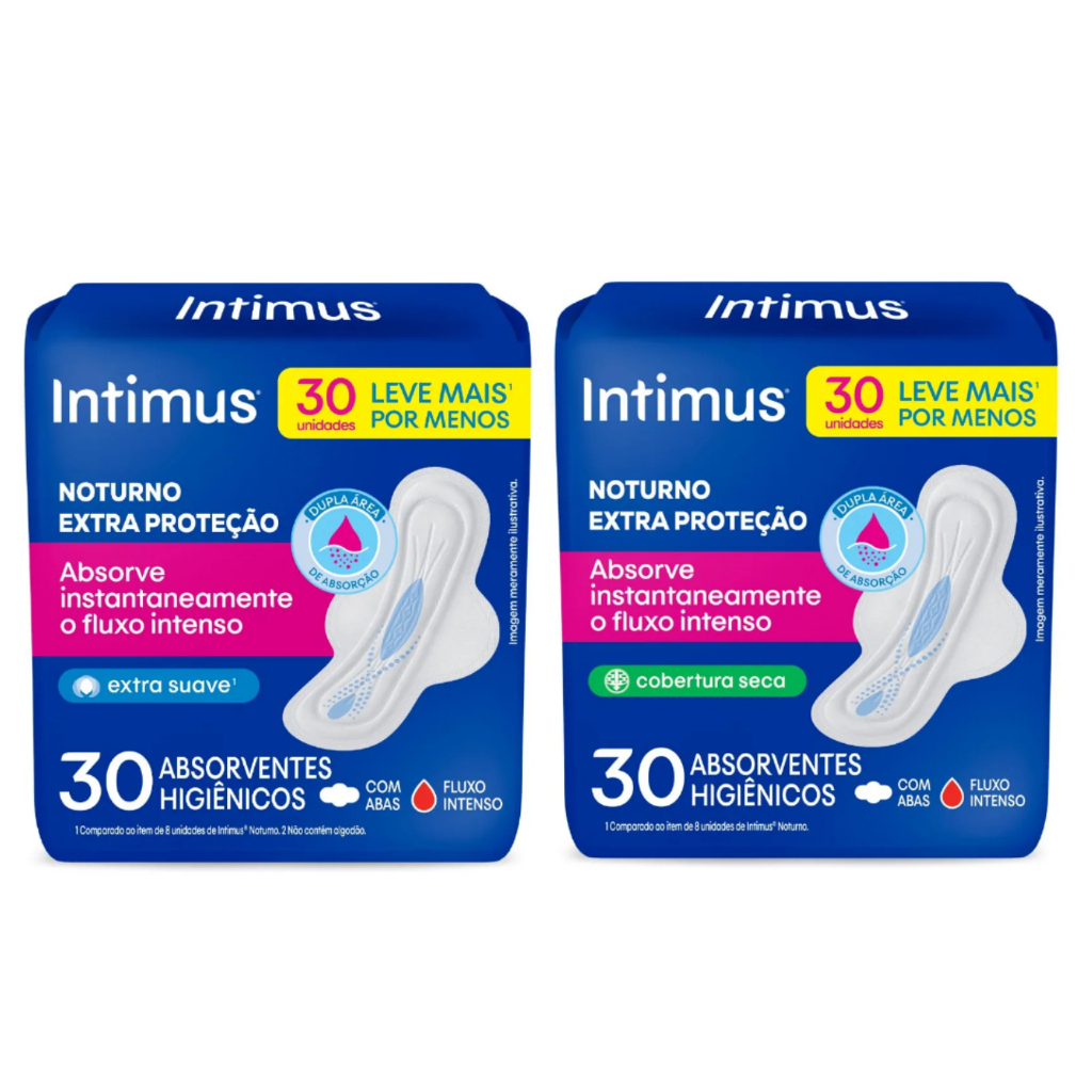 Intimus Absorvente Noturno Com Abas 30 Unidades